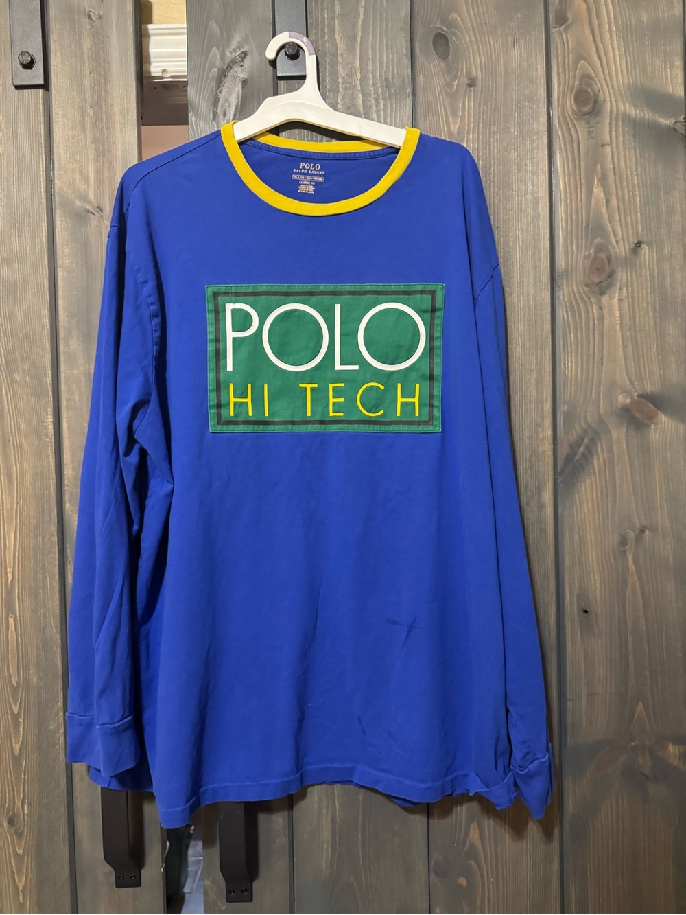Polo by Ralph Lauren Long-Sleeve Hi Tech Crewneck Shirt - Blue/Green/Yellow